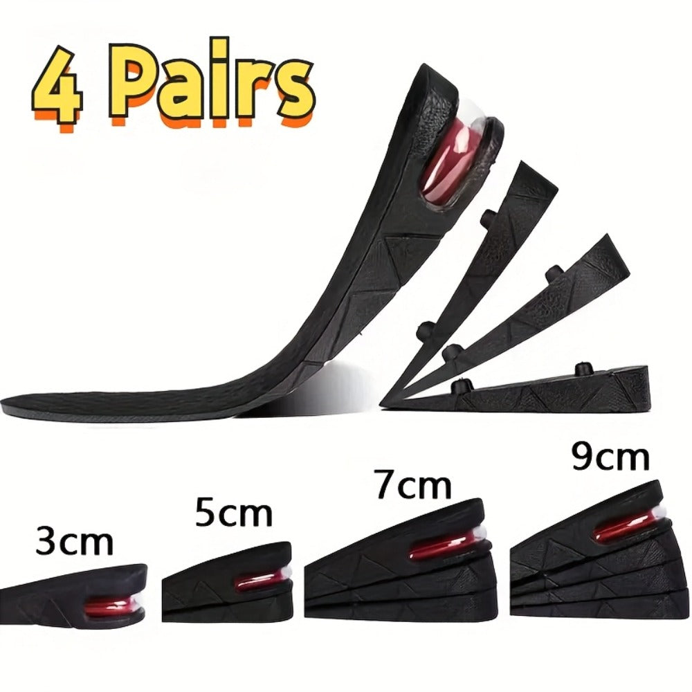Height Increase Insoles 4-Layer Air Cushion Heel Lift Elevator Shoe Inserts 1 Pair Men Women Adjustable 1.2 to 3.5 Inch Taller Insole