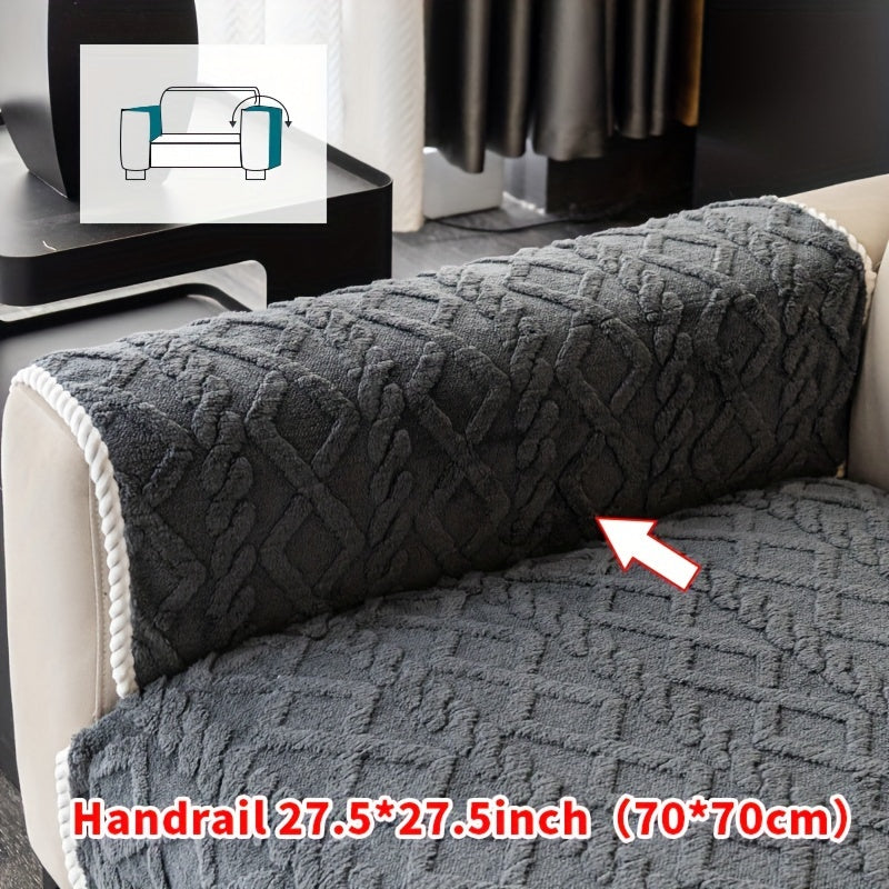 Plush Sofa Cover Couch Cover | Anti-Slip Pet Dog Friendly Velvet Sofa Mat, Single Two Three Four Seat, Backrest Armrest Pillow Cover, Living Room Bedroom Decor