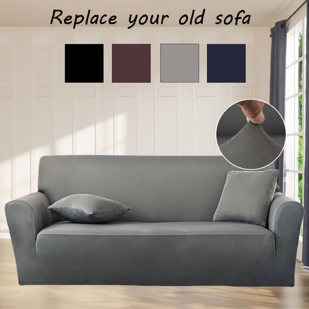 Stretch Sofa Cover Elastic Band | Milk Fiber Fabric Slipcover, Machine Washable Polyester Spandex, 1 to 4 Seater Armchair Couch Cover, Red Gray Blue Black Coffee, Home Decor