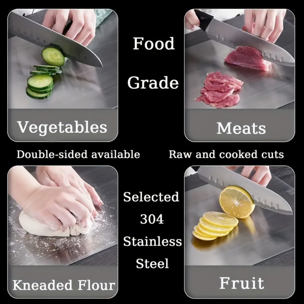 Pure Titanium Cutting Board Double Sided Durable Metal Kitchen Chopping Board for Meat Fruits Vegetables Holiday Gift 1pc or 3pc Set