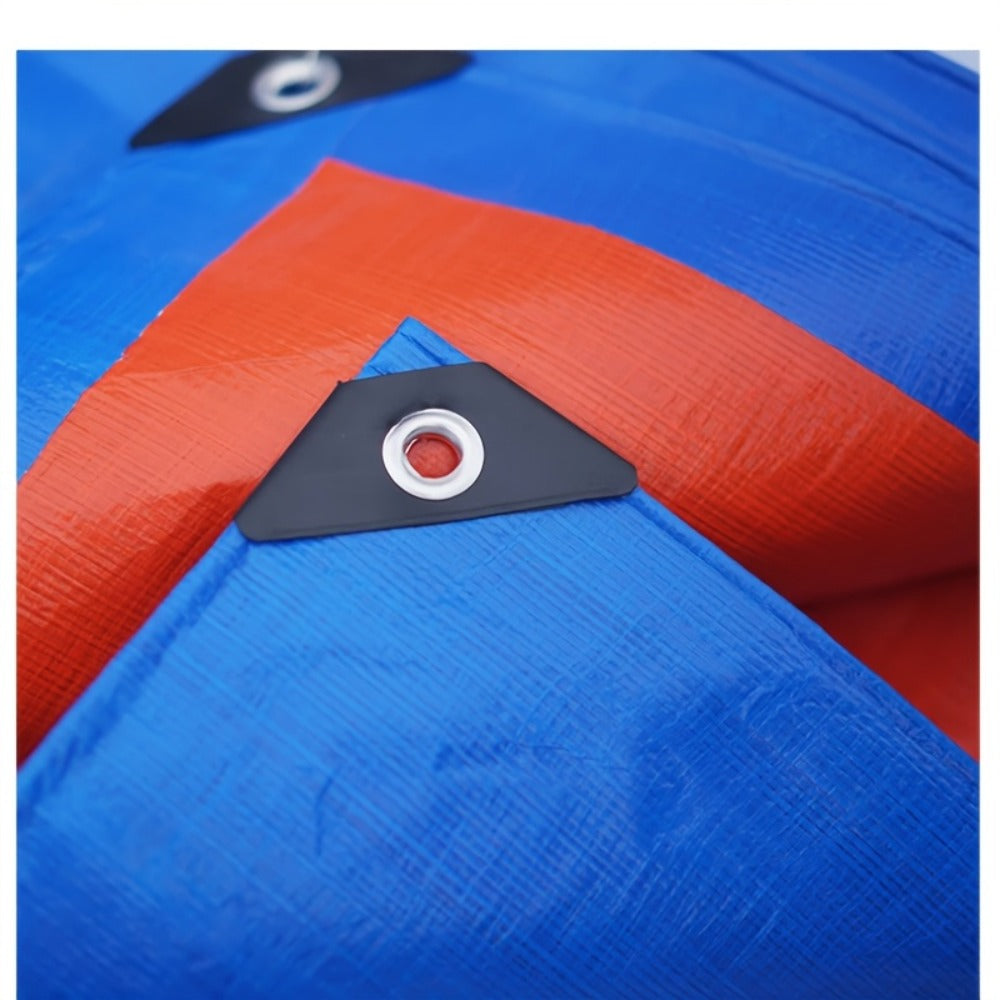 Heavy Duty Tarp Waterproof UV Resistant Tarpaulin ¨C Thickened PE Double-Sided Blue Orange Rainproof Sun Shade Cover with Grommets & Rope for Outdoor Camping Garden Vehicle Boat Protection