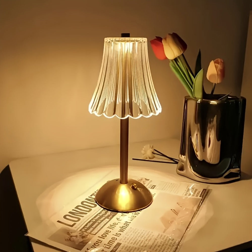 Crystal LED Table Lamp Vintage USB Rechargeable 3 Color Dimmable Touch Control Bedside Night Light for Bedroom Living Room Office Reading Relaxation Ambiance Modern Desk Lamp 1pc or 2pcs