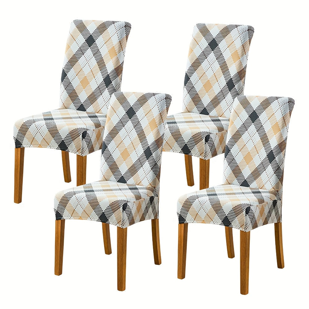 Dining Chair Covers Slipcovers Set of 4 or 6 - Spandex Stretch Milk Velvet Removable Washable Parsons Chair Protector | Anti-Slip Elastic Band | Multiple Prints | Kitchen Dining Room Hotel Ceremony