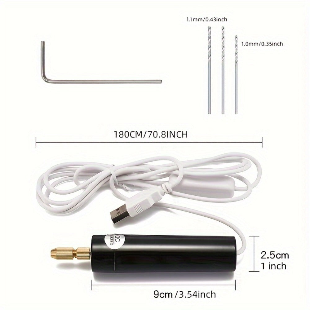 Mini Electric Drill Portable Handheld USB Rechargeable 5V Micro Drill for Jewelry Making Wood Metal Craft DIY Rotary Tool Set with Bits