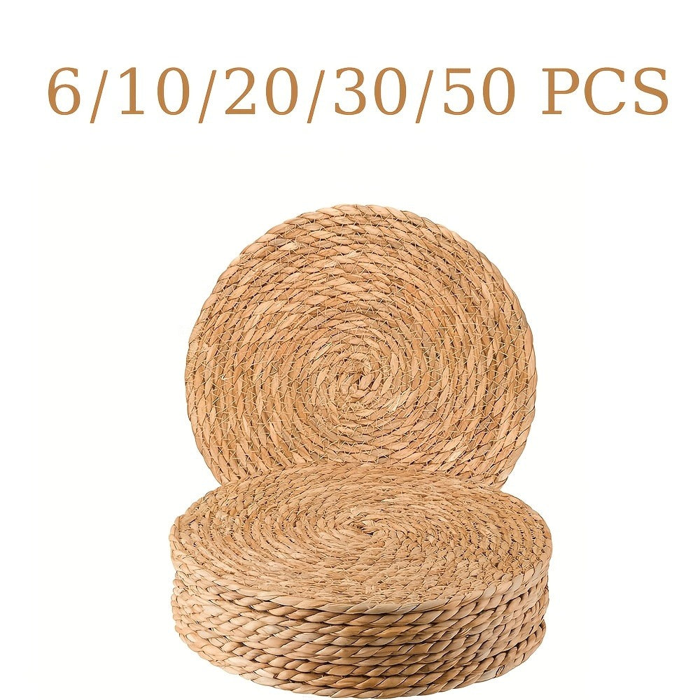 Round Placemats for Dining Table 12 Inch Boho Jute Braided Charger Plates Rattan Wicker Farmhouse Rustic Table Mats Set