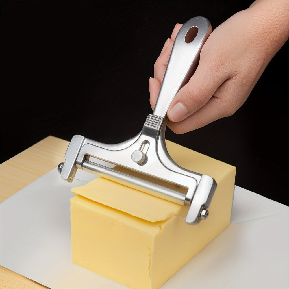 Cheese Slicer Adjustable Thickness 2-Pack, Stainless Steel Wire Cheese Cutter for Hard & Soft Cheese, Manual Kitchen Cheese Cutting Tool for Home Charcuterie Board Entertaining