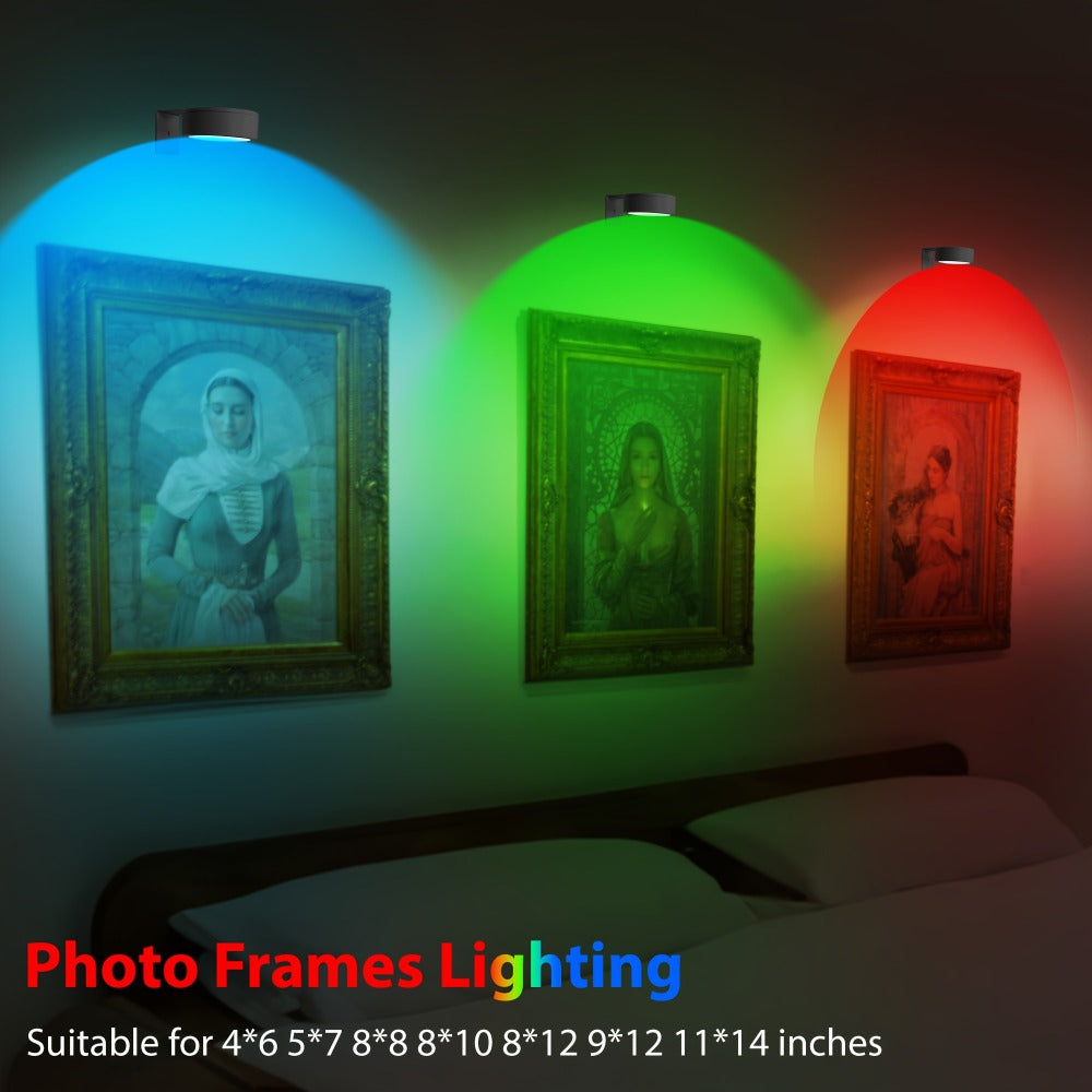 Picture Lights for Wall 13 RGB Color LED Art Light, Wireless Battery Operated Magnetic Painting Light with Remote, 3/6/12Pcs Puck Lights for Picture Frame Home Wall Decor
