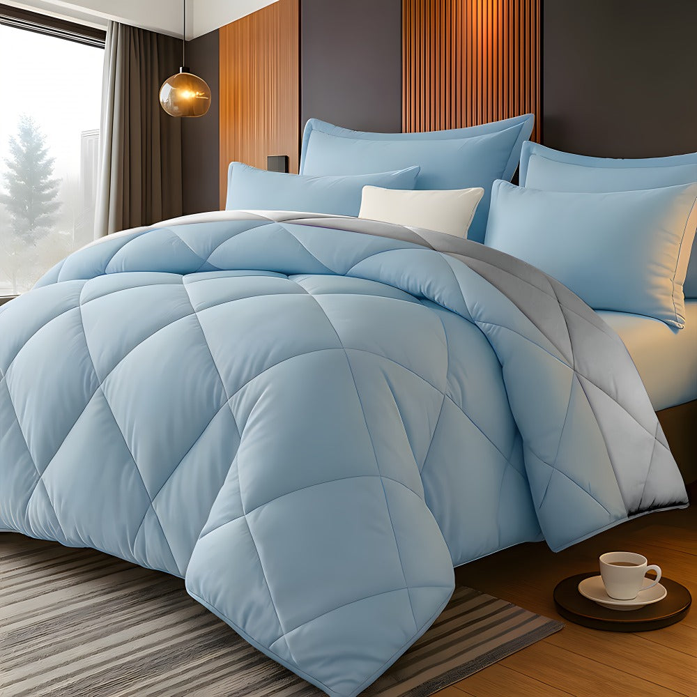 Comforter Set 2/3 Piece - Diamond Grid Quilted Down Alternative Comforter with Pillowcases, Soft Microfiber Breathable All Season Bedding Set, Twin Queen King, Multiple Colors