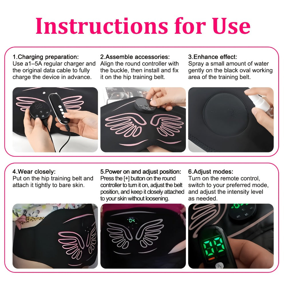 EMS Hip Trainer & Butt Muscle Stimulator with Remote Control, Rechargeable Electric Peach Butt Shaper for Women, Home Gym Glute Toning & Muscle Recovery Massager, Comfortable Wearable Fitness Device