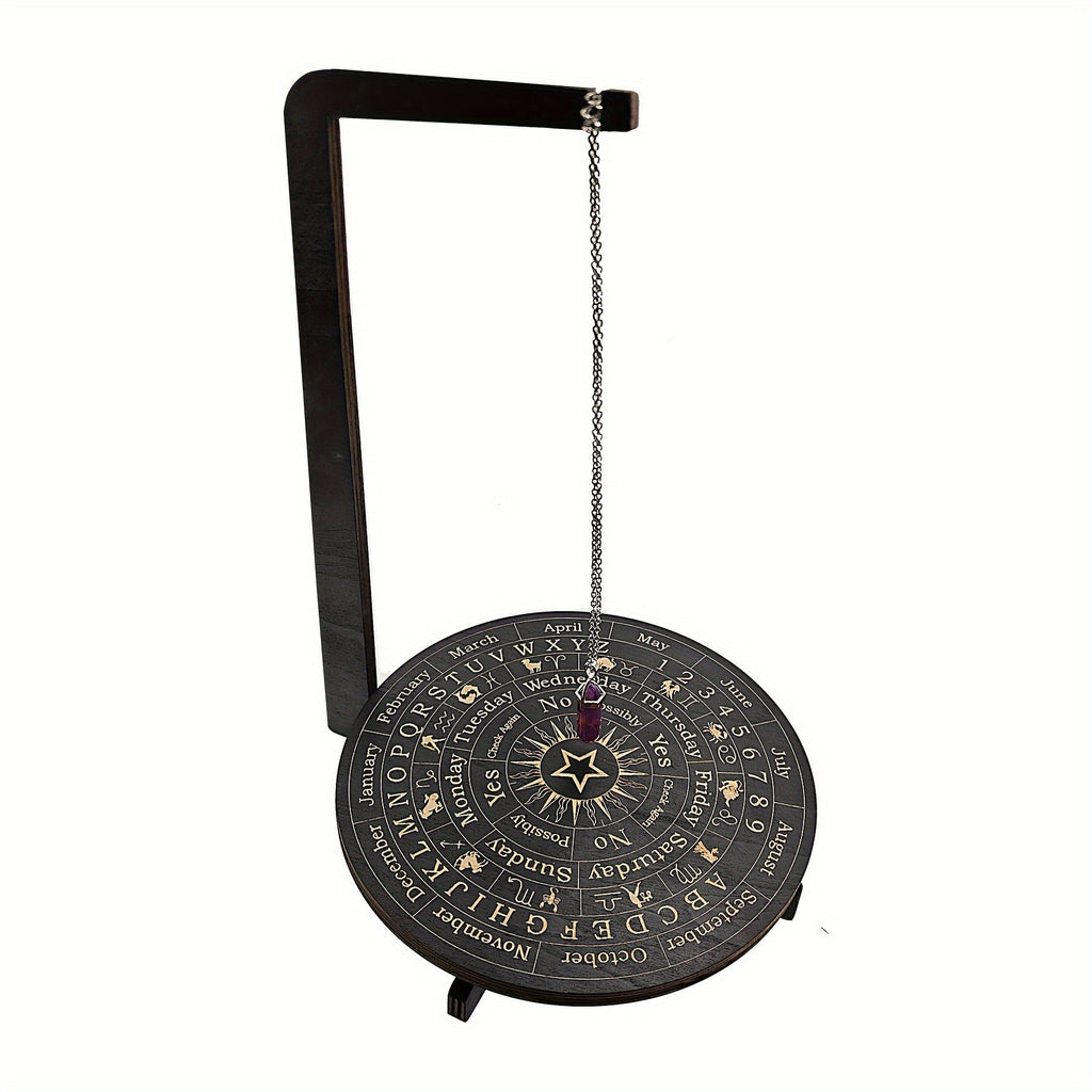 Wooden Pendulum Stand for Divination ¨C Crystal Display Holder, Witchcraft Altar Decor, Meditation Ritual Necklace Organizer & Constellation Moon