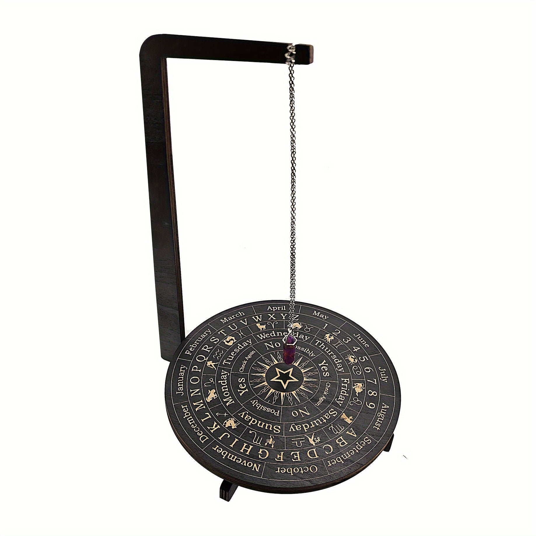 Wooden Pendulum Stand for Divination ¨C Crystal Display Holder, Witchcraft Altar Decor, Meditation Ritual Necklace Organizer & Constellation Moon