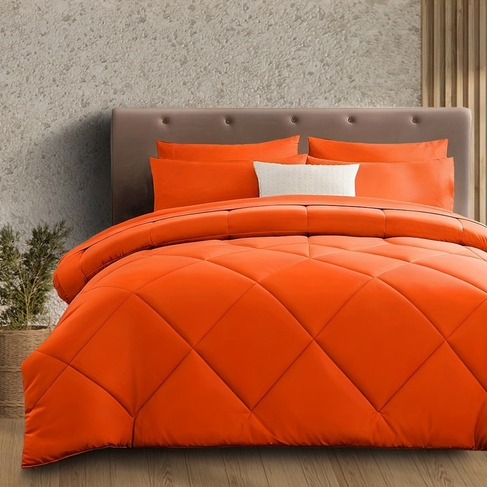Cooling Comforter Set 2/3 Pcs ¨C Soft Fluffy Microfiber Lightweight Breathable Quilt, Rhombus Grid Solid Color Bedding for All Seasons, Twin Queen King ¨C Multiple Colors Available