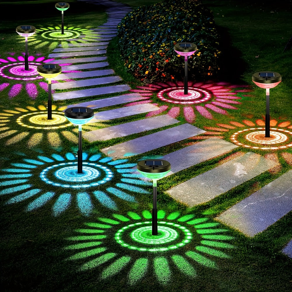 Solar Outdoor Lights 6 Pack - IP44 Waterproof LED Garden Lights with Smart Light Sensor, 2-in-1 Color & Warm White, Solar Powered Landscape Lights for Patio Yard Lawn Path Sidewalk Christmas Decor