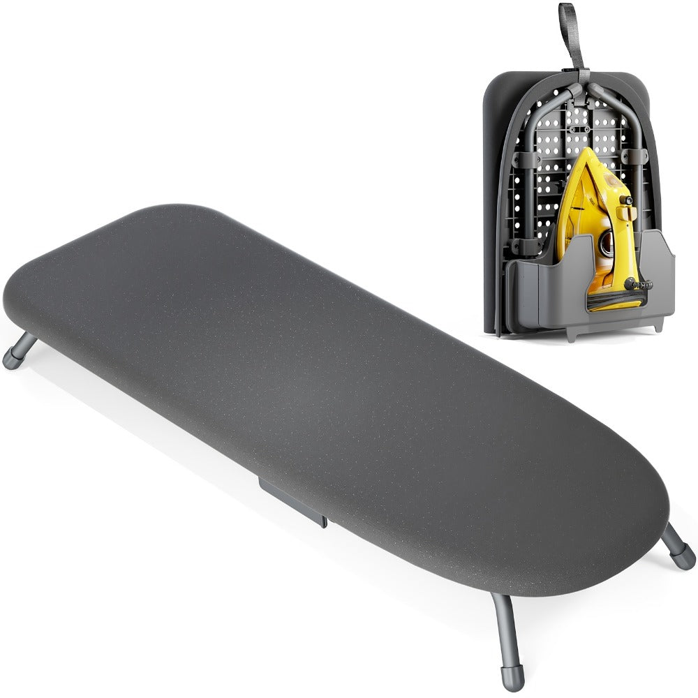Tabletop Ironing Board Portable with Iron Holder & 2 Heat-Resistant Covers, Compact Small Ironing Board Metal Frame Non-Slip Feet for Home Travel Apartment Dorm, Space-Saving Desktop Iron Board Gift