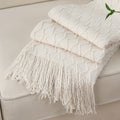 Tassel Throw Blanket ¨C Soft Lightweight Decorative Fringe Throw for Couch, Chair, Bed & Sofa, 50¡±¡Á60¡±, 6 Colors, Boho Home Decor