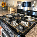 Stove Protector Mat Heat Resistant Non-Stick Reusable Gas Stove Liner Marble Pattern for Gas Stove Glass Cooktop Induction Cooker Oven Washing Machine Top