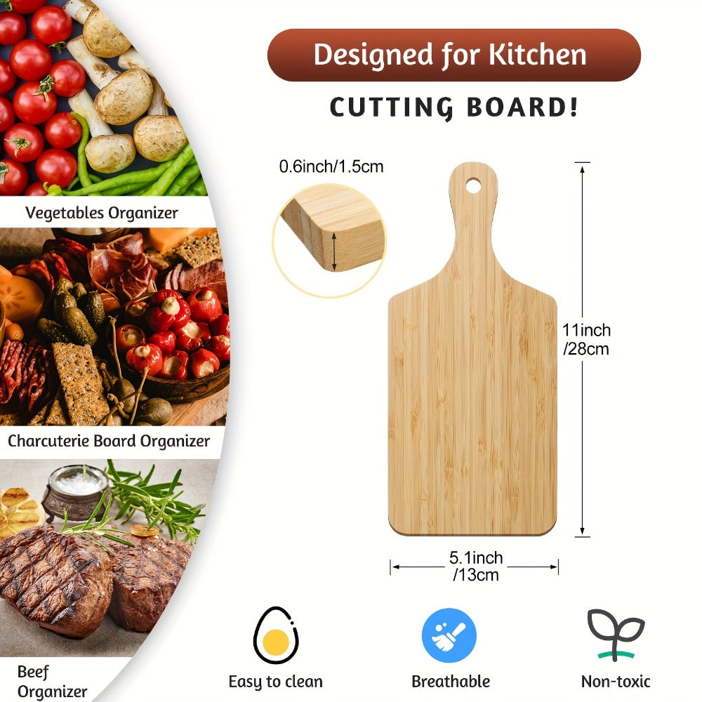 Wood Cutting Board Bulk Set 12 Pcs Laser Engraving Blanks Unfinished Wooden Chopping Board with Handle for Wedding Housewarming Mother's Day DIY Personalized Gift