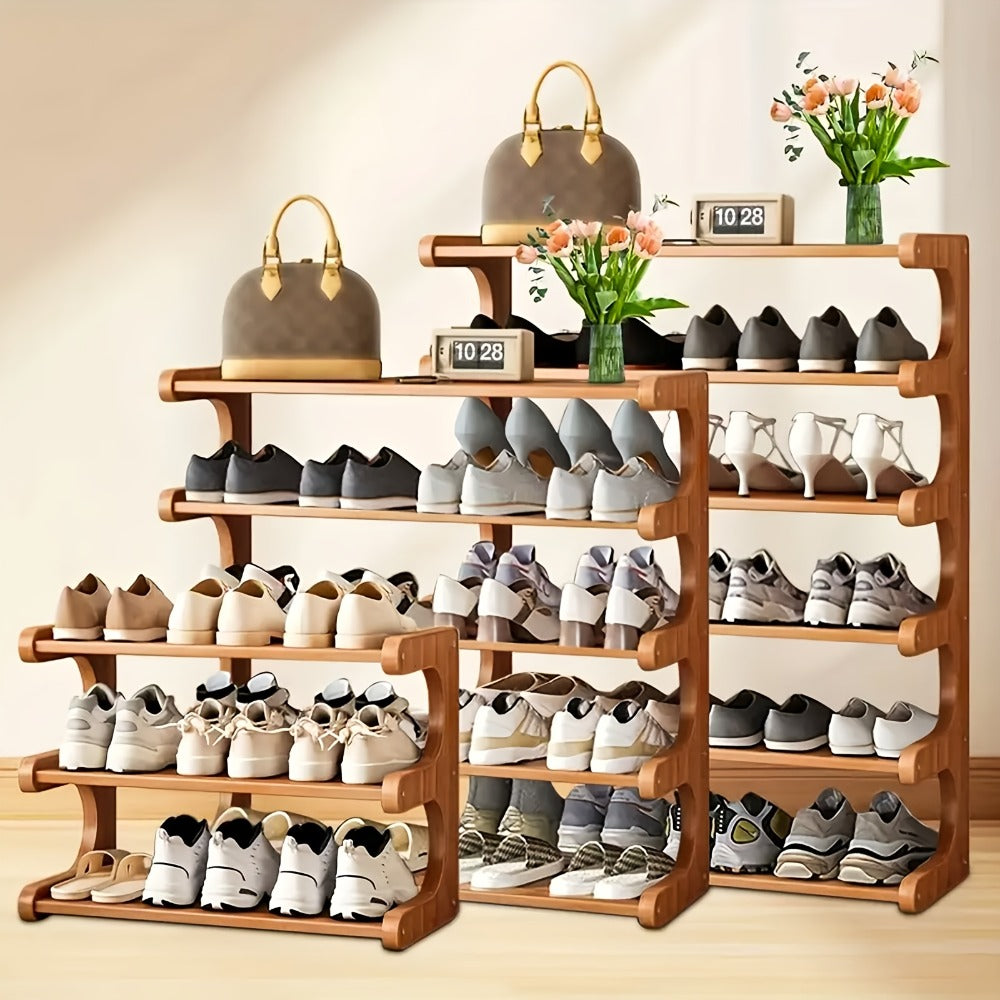 Bamboo Shoe Rack 3 5 6 Layer Widened Reinforced - Multi-Tier Shoe Storage Stand for Entryway Bedroom Living Room Garage, Space Saving Eco-Friendly Bamboo Shoe Organizer, Easy Assembly