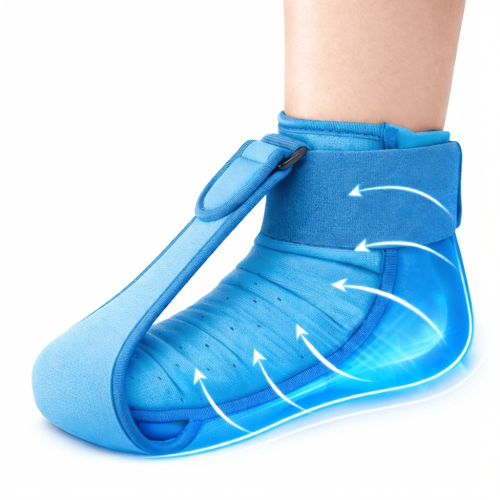 Plantar Fasciitis Night Splint with Detachable Gel Ice Pack | Breathable Foot Drop Brace for Heel Pain Relief | Adjustable Ankle Support Sleeping Splint | Achilles Tendon Stretch Recovery Brace