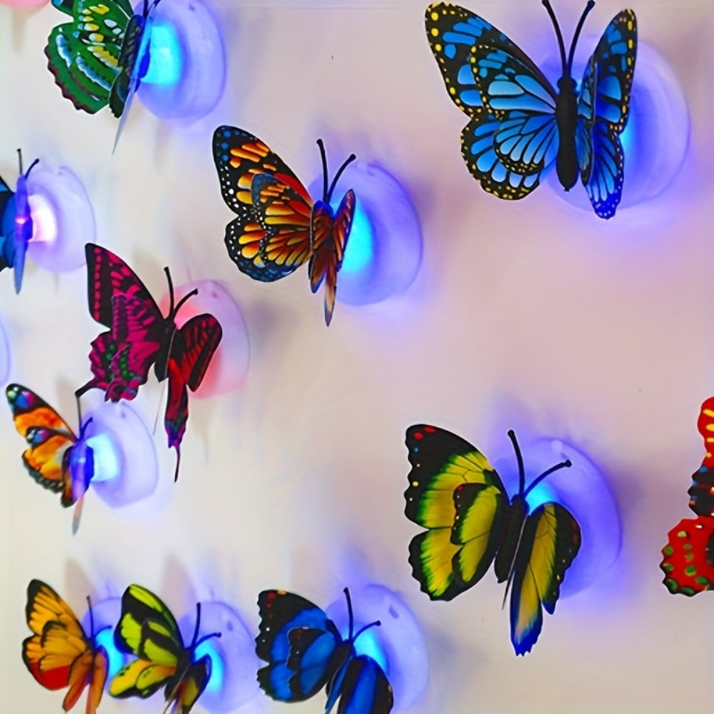 LED Butterfly Wall Stickers 30pcs 3D Glowing Butterfly Decorations Night Light Colorful Wall Decals for Bedroom Living Room Party Wedding Christmas Holiday Home Decor Random Color