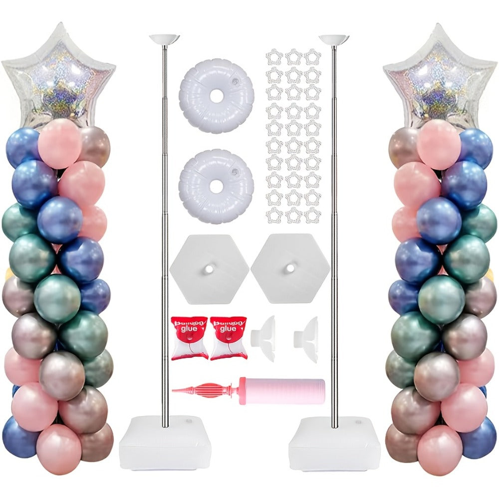 Balloon Column Stand Set of 2 with Pump ¨C Adjustable 1.57¨C7 ft Telescopic Party Decoration Stand for Weddings, Birthdays & Graduations