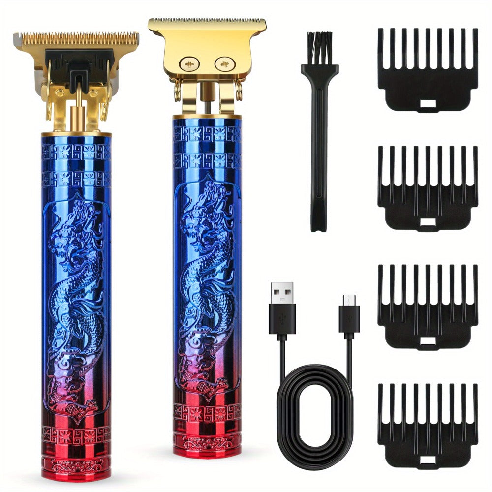 Cordless Hair Clipper for Men - Alloy Golden T-Blade, 4 Guide Combs, 120 Min Runtime, USB Rechargeable, Low Noise Constant Speed Motor, Skin-Friendly Fade & Carving Barber Trimmer