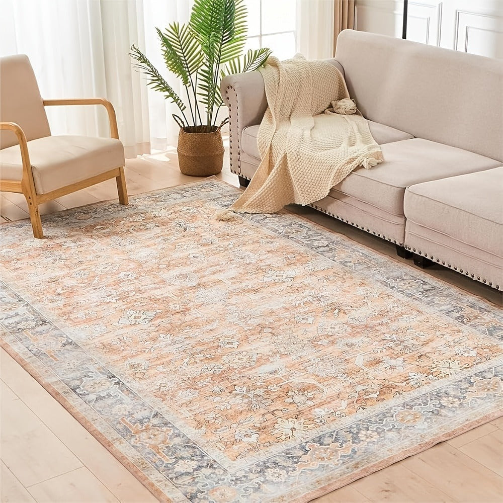 Area Rug Boho Vintage Washable Non-Slip Rug for Living Room Bedroom Traditional Woven Carpet Home Decor