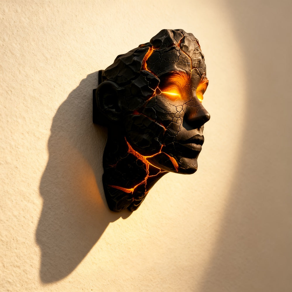 3D Shattered Soul Wall Lamp ¨C LED Night Light Cracked Face Phantom Effect USB Powered Resin Wall Light for Bedroom Living Room Bar Cafe Home Decor, Easy Install Gothic Aesthetic Atmosphere Lamp