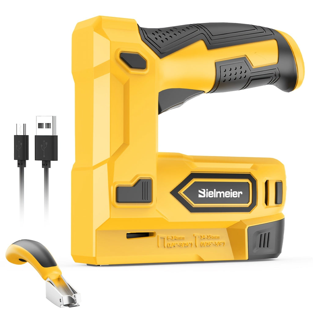 Cordless Stapler Brad Nailer 2-in-1 4V / 20V No Compressor ¨C Lightweight with Battery, Charger & 1600pcs Nails & Staples, for Carpentry, Home Improvement, Upholstery & DIY ¨C Multiple Colors & Upgrade Versions
