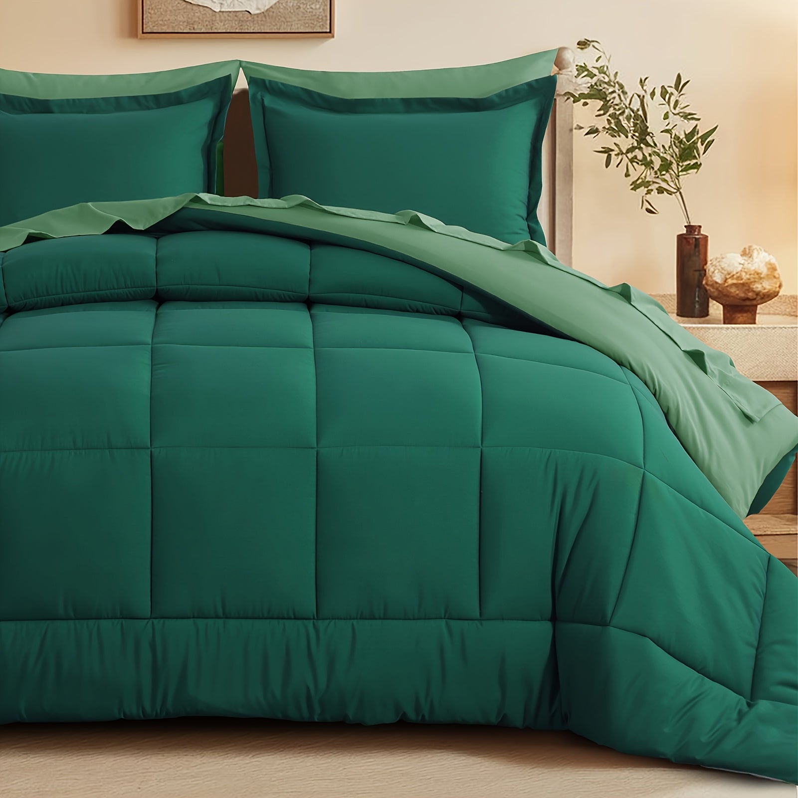 7 Piece Comforter Set Luxury Soft Fluffy Bedding All Season Bed in a Bag with Comforter Fitted Sheet Flat Sheet Pillowcases Hypoallergenic Breathable Easy Care Queen King Twin XL Full