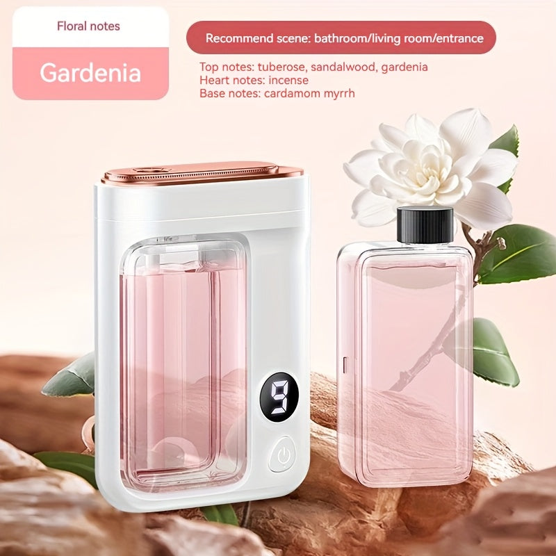 Essential Oil Aromatherapy Diffuser Set ¨C Mini Humidifier with 7 Spray Levels, 1/4/8 Hour Timer, 5.07oz Capacity, Room Decor Scent Diffuser with Hilton, Gardenia, Ocean & Shangri-La Oils