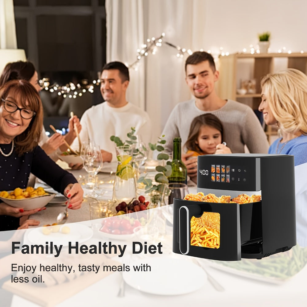 6 Quart Air Fryer with 8 Preset Functions ¨C 6-in-1 Large Capacity Air Fryer Oven with Smart Cook Program, Stainless Steel Rack, Viewing Window & Interior Light