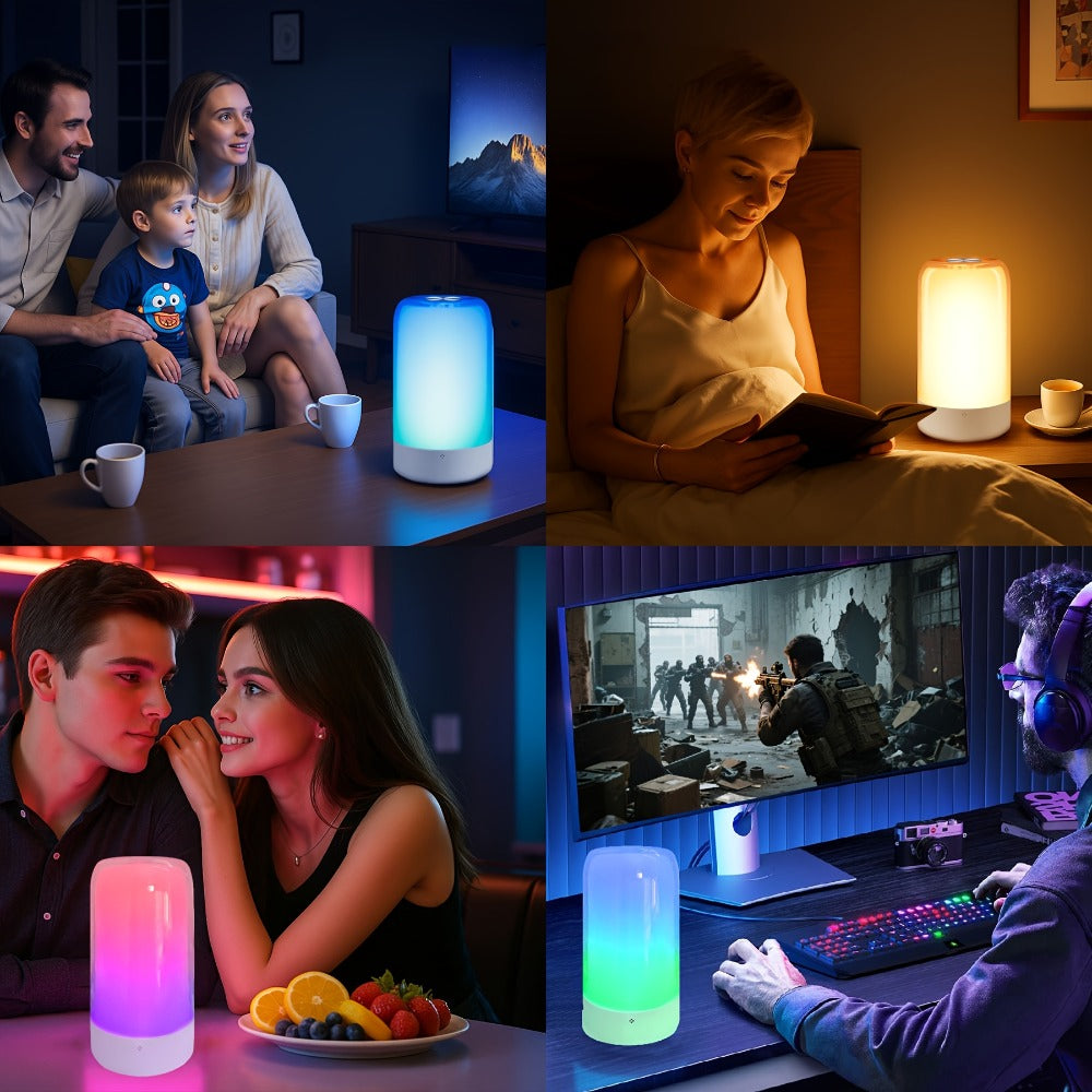RGB Night Light Touch Control Bedside Lamp 13 Colors 3-Level Dimming LED Desk Lamp USB Powered for Bedroom Kids Room Bathroom Christmas Gift Decor