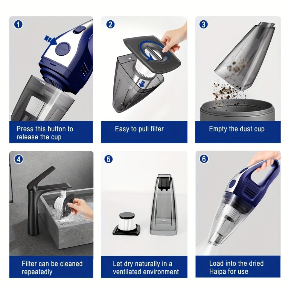 Handheld Cordless Vacuum Cleaner with Powerful Suction ¨C Portable USB Rechargeable Mini Vacuum with Multiple Accessories for Car, Home, Office & Tight Spaces