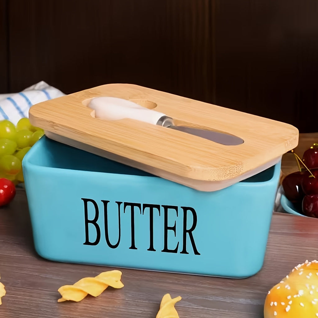 Ceramic Butter Dish with Lid and Knife ¨C Large Countertop Butter Keeper, Airtight Seal, Easy-Clean Design, Multiple Colors ¨C Kitchen Gift for Butter Lovers