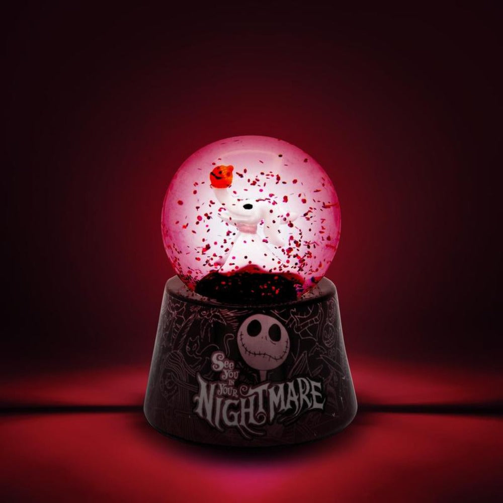 Nightmare Before Christmas Zero Light-Up Snow Globe ¨C Disney Jack Skellington Dog Mini Collectible Snow Globe 3-Inch, LED Light-Up, Battery Included, Halloween Christmas Desk Decor Gift