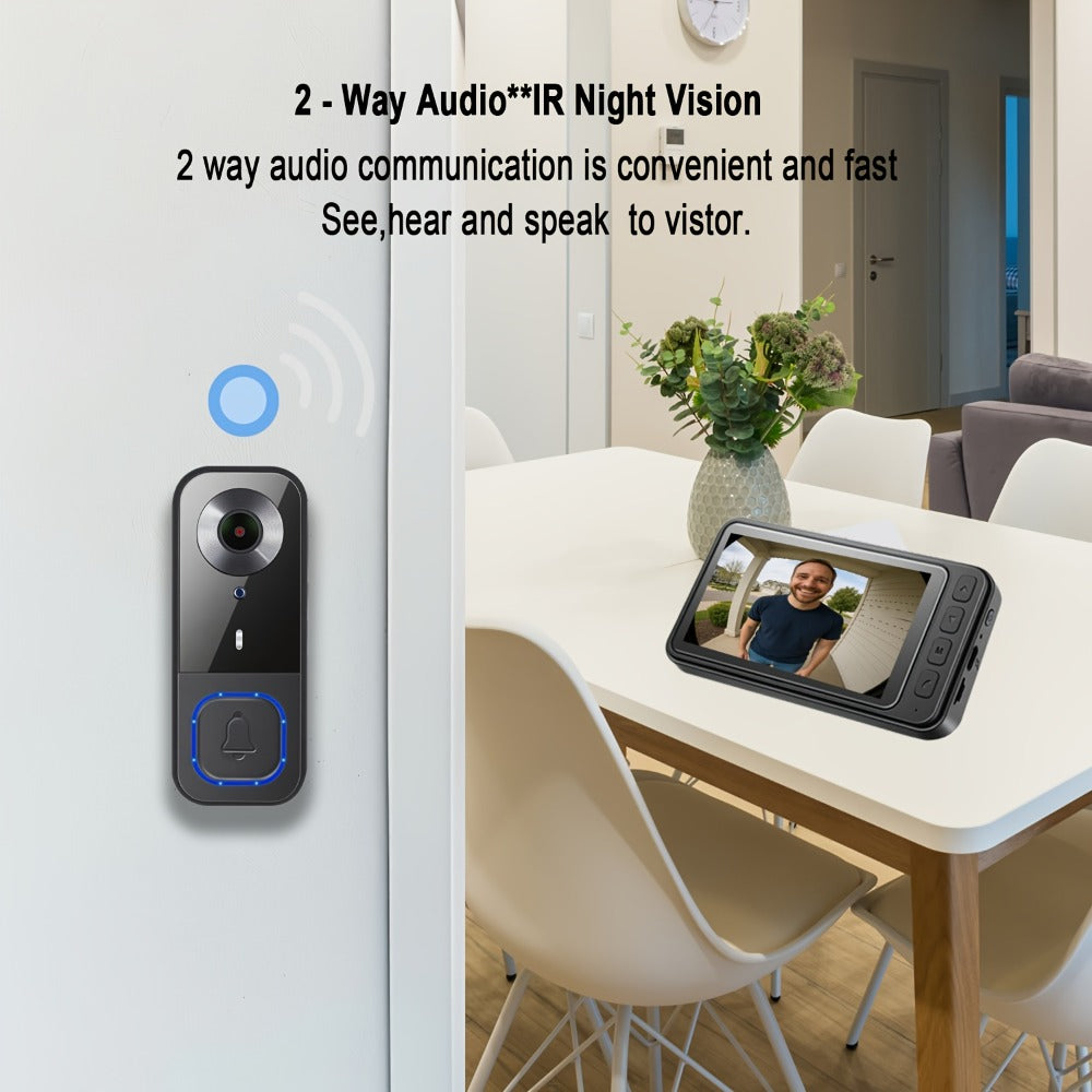 Video Doorbell Camera 1080P HD Wireless with Night Vision, Motion Detection, Two-Way Audio, Indoor Chime & Cloud Storage ¨C 5200mAh Battery, 166¡ã Wide Angle, 2.4GHz WiFi Smart Door Camera