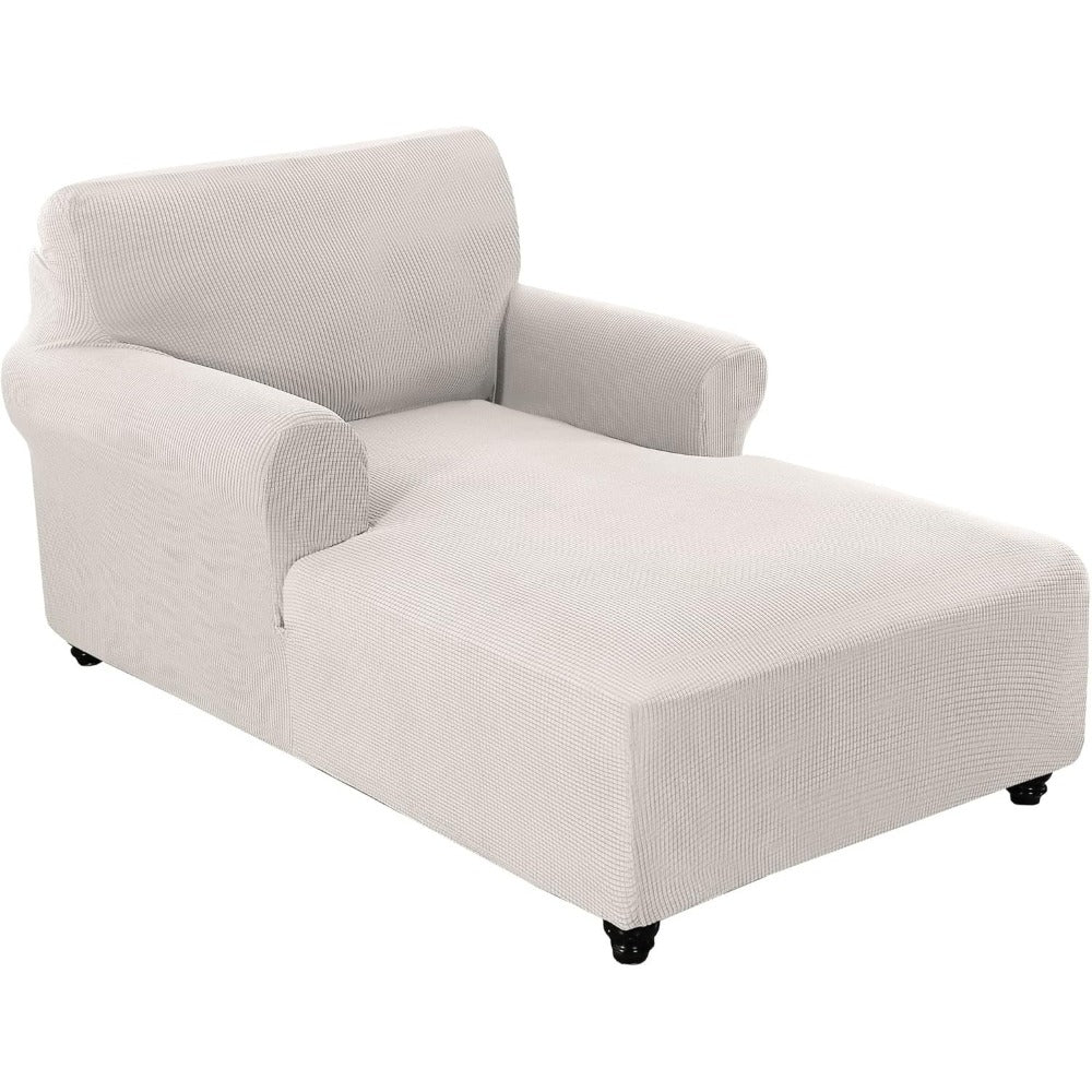 Chaise Lounge Cover Stretch Slipcover Jacquard Fabric Chair Sofa Protector for Living Room Bedroom Machine Washable Multi-Color