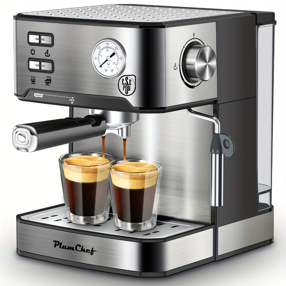 Espresso Machine Stainless Steel ¨C Dual-Brew Coffee Maker with 54.1oz Water Tank, High-Pressure Steam Wand, ESE Pod & Ground Coffee Compatible, 1 & 2 Cup Brewing, Overpressure Protection for Home Barista