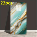 Self-Adhesive Waterproof PVC Wall Sticker 22pcs Peel and Stick Marble Boho Wallpaper 11.81x23.62in Oil Resistant for Kitchen Bathroom Living Room Bedroom Decor