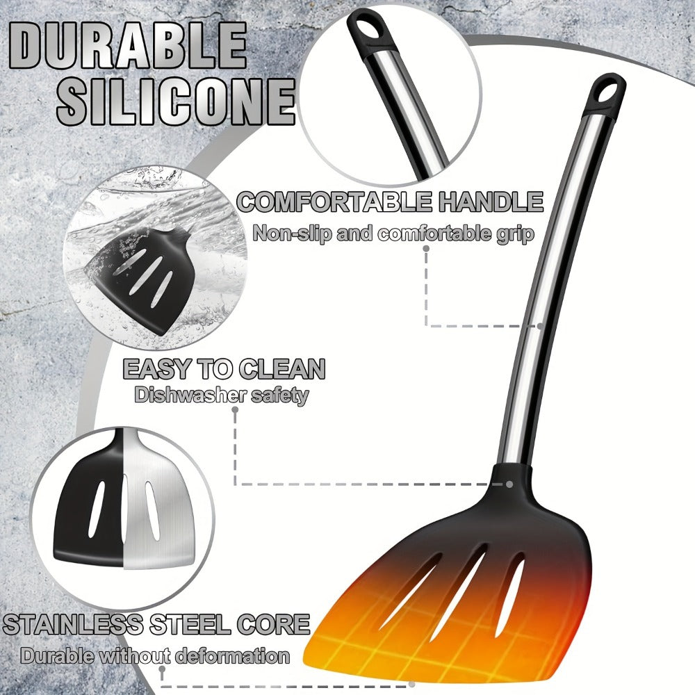 Silicone Cooking Utensils Set 34 Piece with Stainless Steel Handle, Heat Resistant Kitchen Gadgets Tools for Nonstick Cookware, Spatulas Spoons Tongs Whisk Complete Kitchen Accessories Gift Set