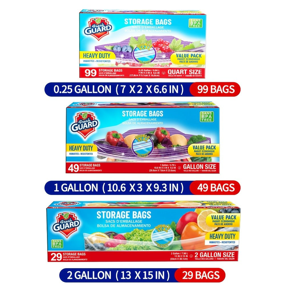 Freezer Storage Bags Resealable ¨C Sturdy Bulk Food Storage Bags with Easy-Open Tabs for Freezer & Refrigerator ¨C 0.25 Gallon, 1 Gallon & 2 Gallon for Fruits, Vegetables, Meats & Meal Prep