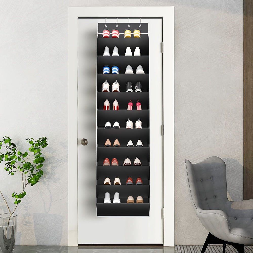 10-Tier Over-the-Door Shoe Rack Organizer with 4 Metal Hooks - Holds 20 Pairs, Large Capacity Hanging Shoe Storage