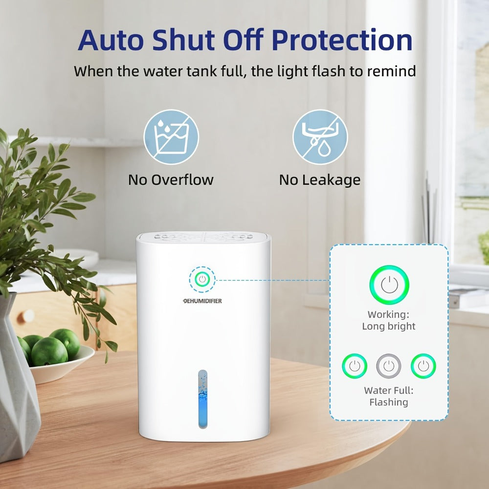 Dehumidifier for Home 215 Sq Ft | Quiet Portable 27oz Peltier Mini Dehumidifier with Auto Shut-Off for Bedroom, Bathroom, Basement, Closet, Kitchen & RV | Keeps Humidity Below 45% | White