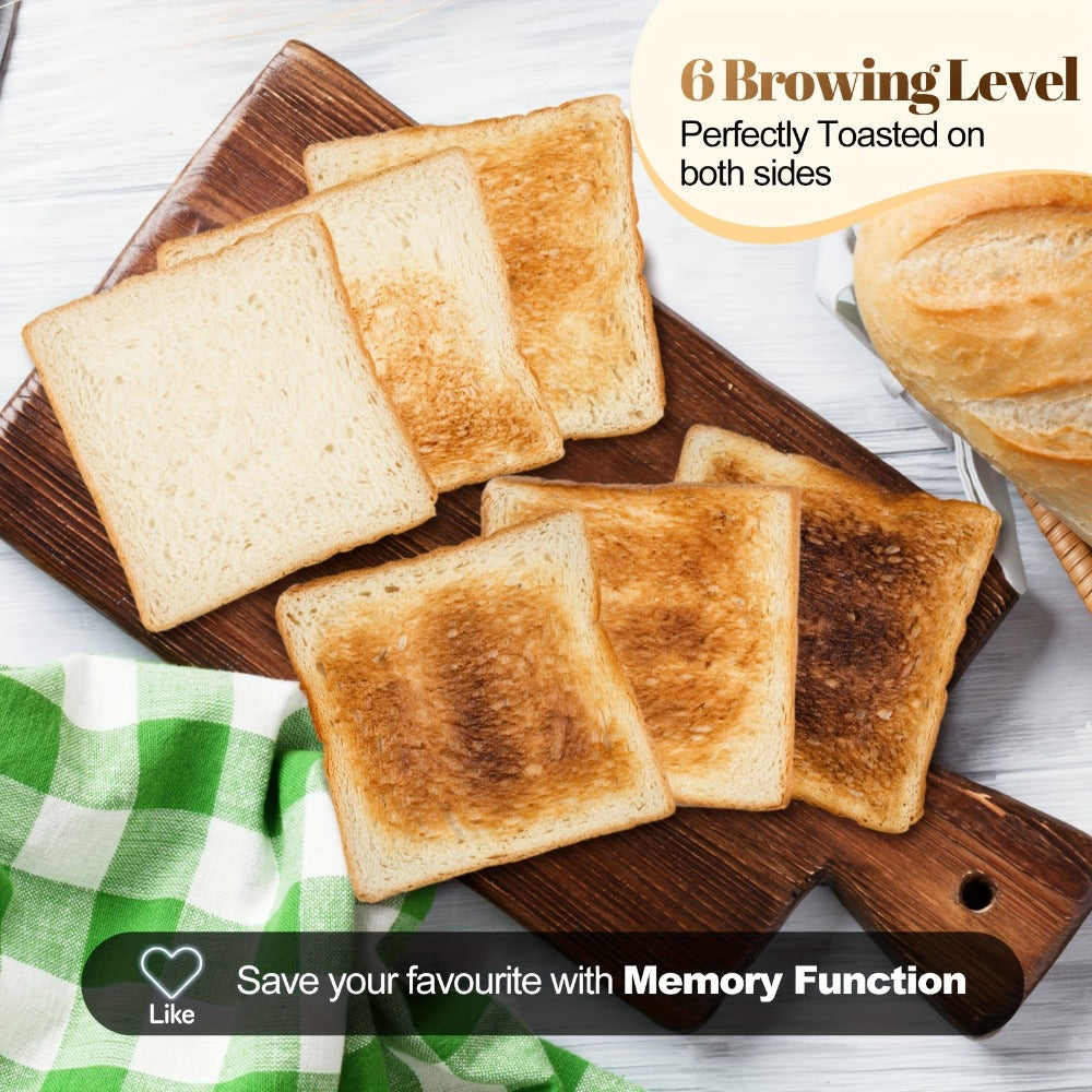 4 Slice Toaster with Touch Screen Control, 1.5¡± Wide Long Slots, 6 Browning Levels & 6 Bread Types ¨C Digital Timer, Memory Function, Defrost & Reheat for Family Breakfast, White & Black