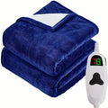 Electric Heated Blanket Dual Zone Independent Temperature Control A/B Zones | 10 Heating Levels Soft Flannel Fast Heating Blanket with Dual Controllers Auto Shut-Off 1/2/4/6/8 Hours Throw Full Size