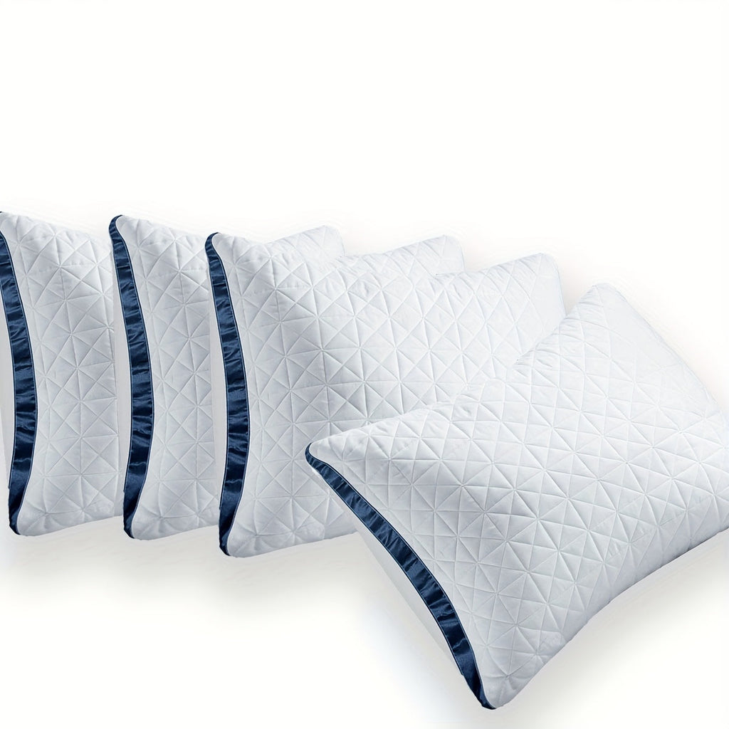 Hotel Quality Sleep Pillows Firm Support Cool-to-Touch Fiber Fill 2/4 Pack - Back Stomach Side Sleeper Pillow Set Soft Breathable Bed Pillows Standard Queen King Size
