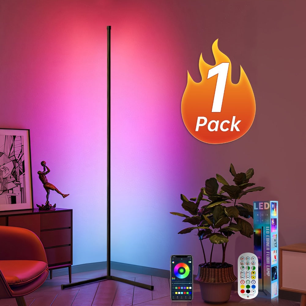 RGB Smart Floor Lamp 56 Inch ¨C 16 Million DIY Color Changing with App & Remote Control, Music Sync, 4 Modes, USB Powered for Game Room, Christmas & Halloween Decor (1, 2 or 4 Pack)