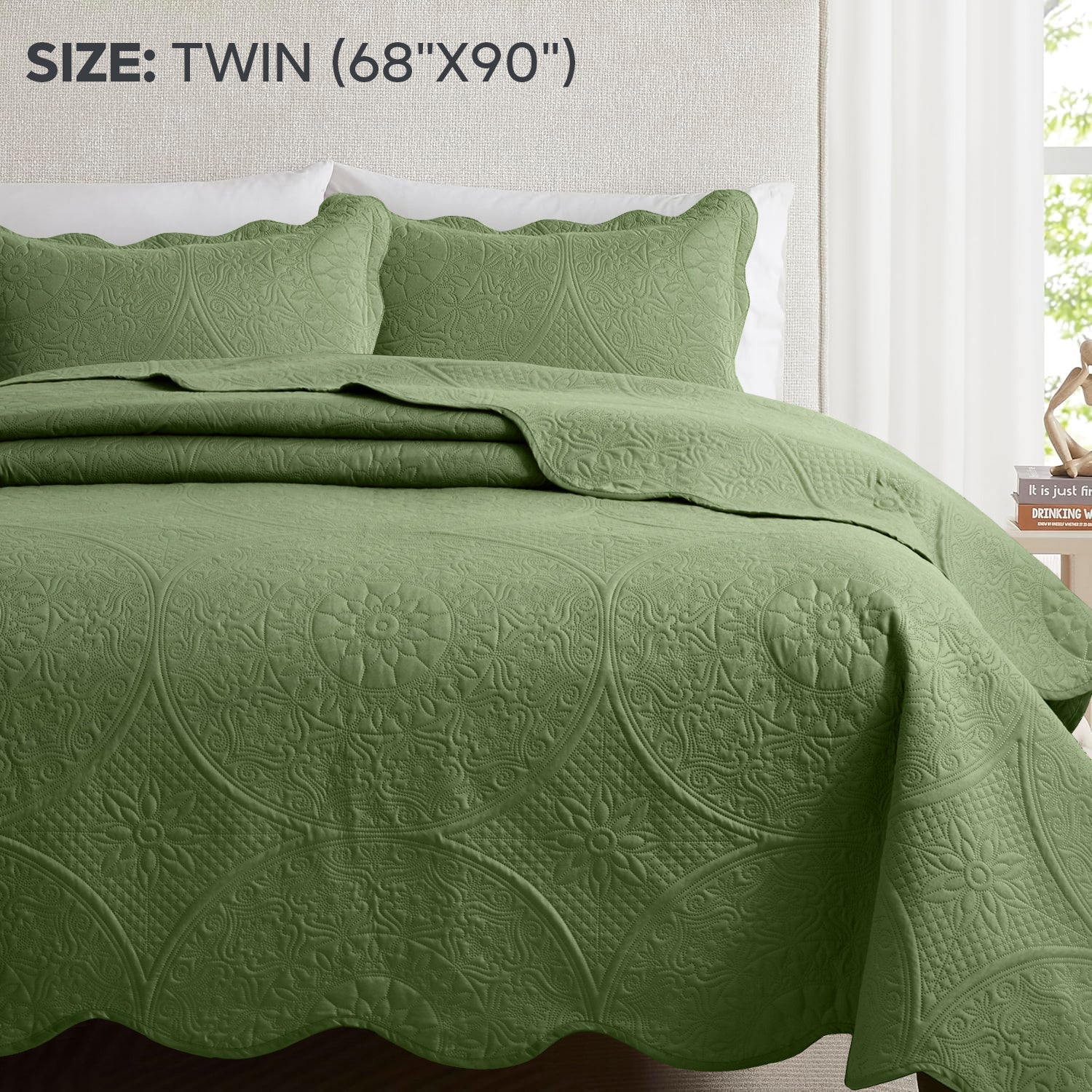 Quilted Bedspread Set 3 Piece ¨C Soft Floral Coverlet with Pillow Shams, Lightweight Breathable Quilt for Bedroom & Guest Room, All Season Bed Cover