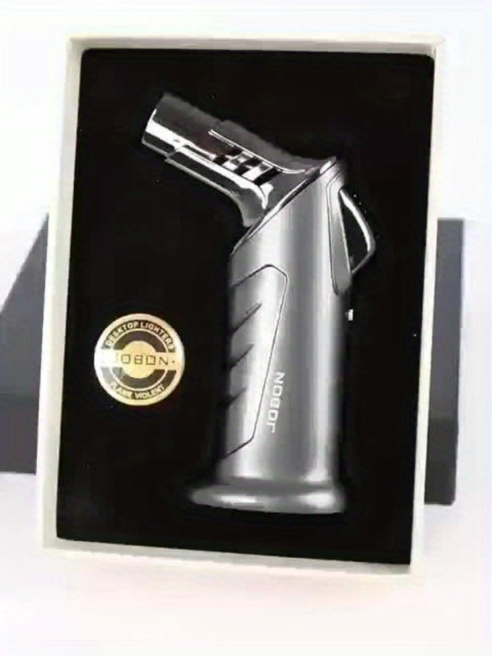 Butane Torch Lighter with Gift Box - Jobon Adjustable Flame Kitchen Torch, BBQ Camping Lighter for Men, Child Safety Lock, Windproof Refillable Jet Flame, Holiday Birthday Gift (Gas Not Included)